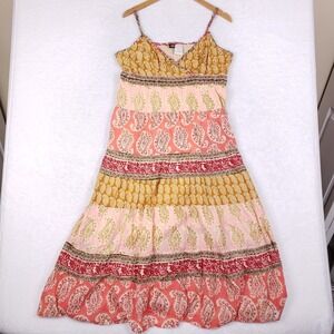 Bila Paisley Sequin Tiered Maxi Dress L Multi